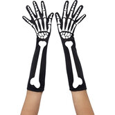 Lange-Handschoenen-Met-Skeletprint-Zwart